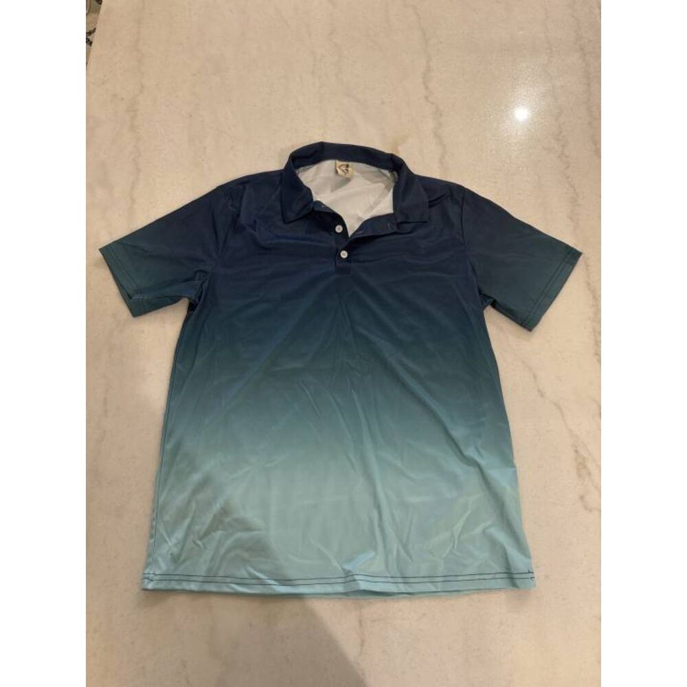 Hardaddy Men's M Ombre Golf Polo Navy Teal Blue Performance Stretch Shirt
